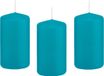 Trend Candles Cilinderkaars/stompkaars - 10x - turquoise - 6 x 12 cm - 40 branduren - met brandvertragende folie