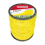 Oregon Gele vierkante grastrimmer-lijndraad voor grastrimmers en bosmaaiers, professioneel nylon, geschikt voor de meeste grastrimmers, 2,4 mm x 225 m (69-415-Y)
