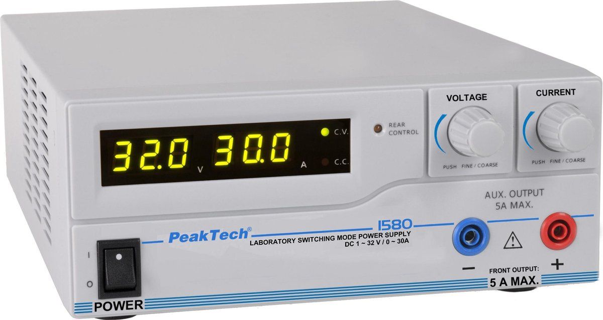 PeakTech 1580 Schakelmodus laboratorium Voeding DC 1 - 32 V / 0 - 30 A met USB