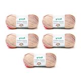 Gründl Wol Cotton Quick Batik breigaren/haakgaren (garen met kleurverloop van 100% katoen, Oeko-Tex gecertificeerd, 100 g / 260 m, naalddikte: 3-4, 5 x 100 g), beibruin-roze-oranje