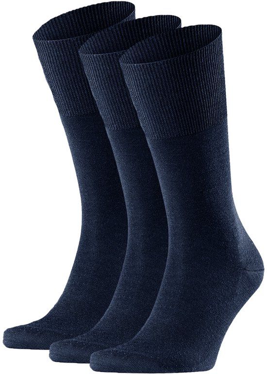 FALKE Airport 3-Pack Men's Socks - Warm, Breathable Merino Wool & Cotton - Blue - Size 47-48
