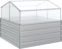 vidaXL Plantenbak met kas verhoogd 100x100x85 cm zilverkleurig