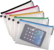 Exacompta 10x Transparante tassen in zachte plastic met ritssluiting - Geassorteerd - A4