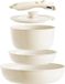 Bol Set de casseroles en céramique Poignée amovible Antiadhésif Casseroles RV Set de casseroles - Blanc