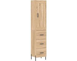 vidaXL Hoge kast 34,5x34x180 cm bewerkt hout sonoma eikenkleurig