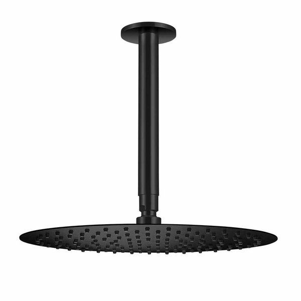 Qisani Flow 30cm ronde hoofddouche met plafondarm mat Zwart