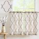 Goodivery Elegante Geometrische Vitrage voor Keuken en Woonkamer - Set van 2 Stuks, 65 x 60 cm, Grijs op Beige