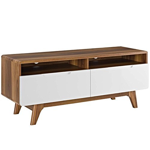 Modway Origin Mid-Century Modern 47 Inch TV Stand in Walnoot Wit