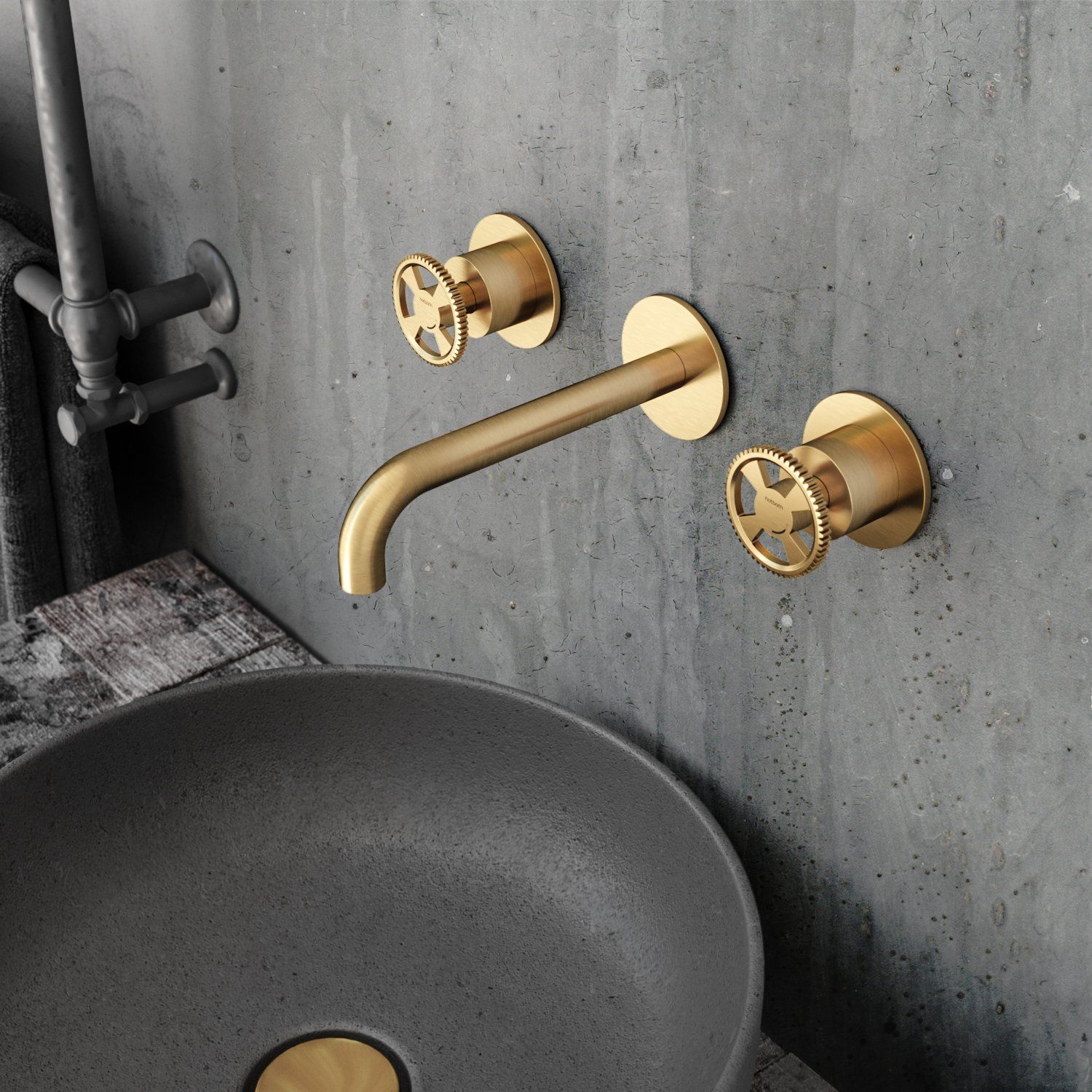 hotbath Cobber @work CW005T-18 inbouw wastafelmengkraan 18 cm geborsteld messing PVD