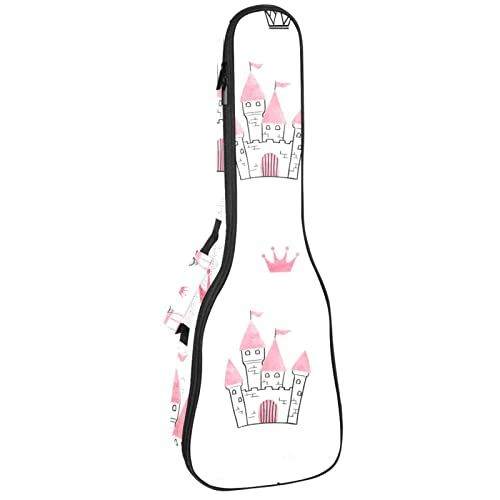 Mersov Concert Ukelele Rugzak, Heavy Duty Ukulele Case Bag met Opslag, Sopraan Concert Tenor Ukelele 10 MM Gewatteerde Tas Kastelen Kronen Koetsen Prinses