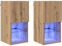 vidaXL Wandkasten voor tv - 2 stuks - Artisan Eiken - Bewerkt hout