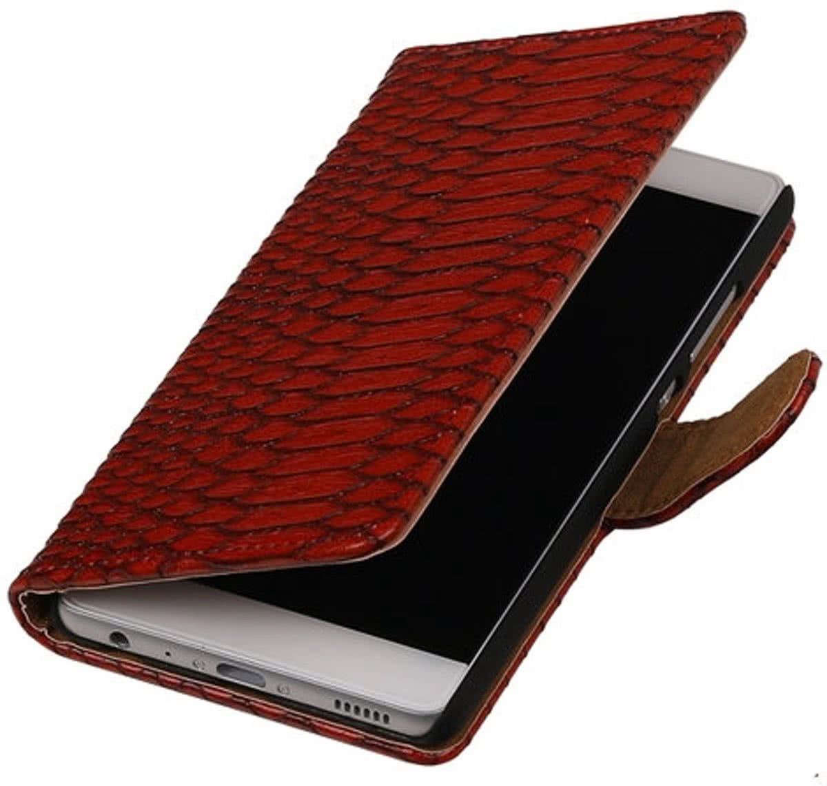 Best Cases Rood Slang booktype wallet cover hoesje voor Huawei P9 Plus
