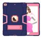 iPad Apple iPad 10.2 (2019/2020/2021) generatie hoes met kickstand, duurzame zware schokbestendige harde hybride drielaagse bescherming iPad tablet siliconen hoes (Marineblauw + Rozened
