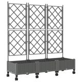 vidaXL Tuinsteker met schutting en wielen 3 stuks Lichtgrijs