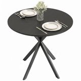 Homcom Eettafel - Spaanplaat, Staal - 80L x 80B x 75H cm - Zwart