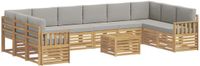 vidaXL - Bank loungeset - 10 zitplekken - Wit en lichtgrijs - Polyester
