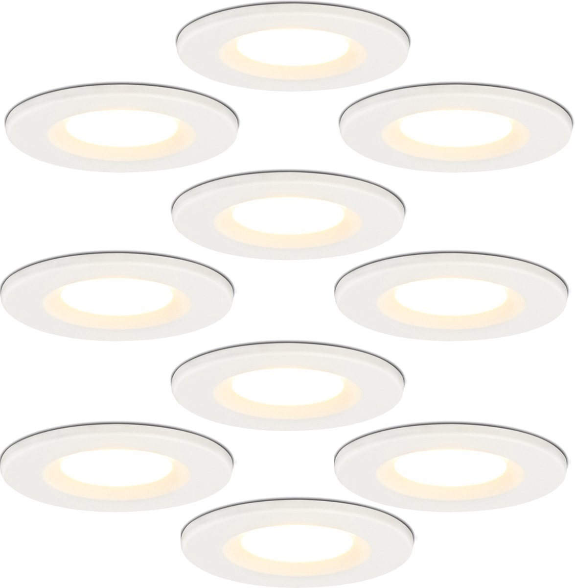 HOFTRONIC - 10x Venezia Badkamer spotjes Wit - Kleine inbouwdiepte 45mm - 2700K Extra warm wit - IP65 inbouwspots voor badkamer, keuken en woonkamer - 6 Watt 650 Lumen