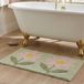Homescapes Tapis de bain à fleurs 50 x 80 cm – Tapis de bain en 100% coton, vert et rose