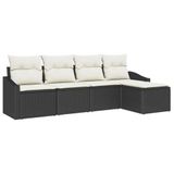 vidaXL Ensemble de Canapé de Jardin 5 Pièces avec Coussins en Poly Rattan Marron