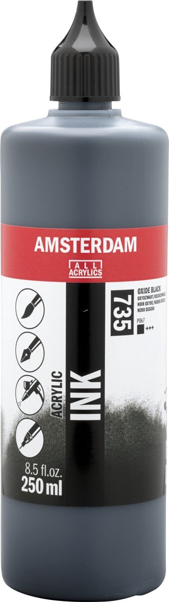 Amsterdam Acrylic Ink flacon 250ml acrylinkt - 735 - Oxydzwart - dekkend