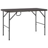 Prolenta Maison Exclusive Table de jardin pliante, couleur marron, dimensions 120x60x74 cm, en HDPE imitation rotin