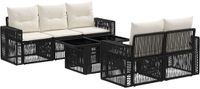 vidaXL - Tuinbank - Set - 6 - st - Zwart - en - Crème - Wit - poly - rattan