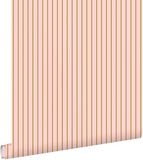 ESTAHome Behang Strepen Roze en Olijfgroen - 50 x 900 cm