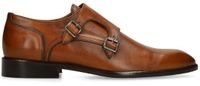 Manfield - Heren - Cognac leren gespschoenen - Maat 42