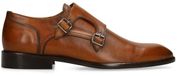 Manfield - Heren - Cognac leren gespschoenen - Maat 42