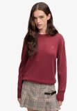 Superdry Classic Pull en Tricot Col Rond Coupe Relax Femme Coton 100% Manches Longues Port Red Taille 12
