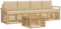 vidaXL - Buiten - bank - set - 5 - st - Wit - en - Beige - Polyester
