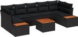 vidaXL Banc de jardin noir poly-rattan 8 pièces
