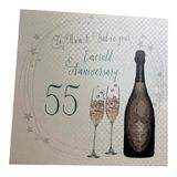 Witte White Cotton Cards Verjaardagskaart "To My Mum and Dad On Your Emerald Anniversary 55", handgemaakt, 55