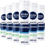 NIVEA Men Scheergel Sensitive - 6 x 200 ml - Voordeelverpakking