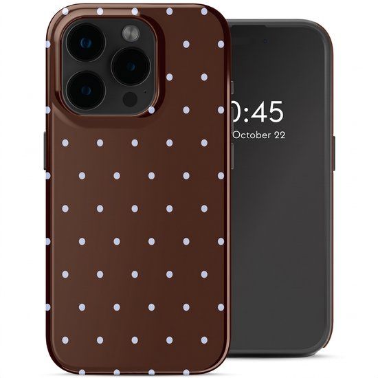 Selencia Hoesje - Geschikt voor Apple iPhone 15 Pro - Backcover geschikt voor MagSafe - Happy Dots Chocolate