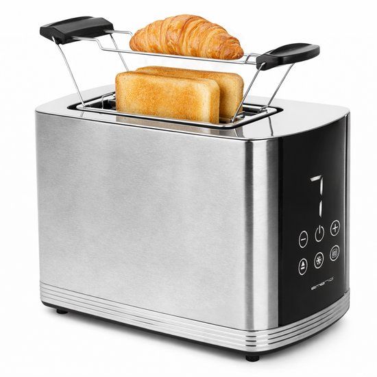 Emerio Broodrooster met Digitaal display en 2 Sleuven - 800W - Defrost - Kruimellade - Toaster RVS - TO-128308 - Zwart / Zilverkleurig
