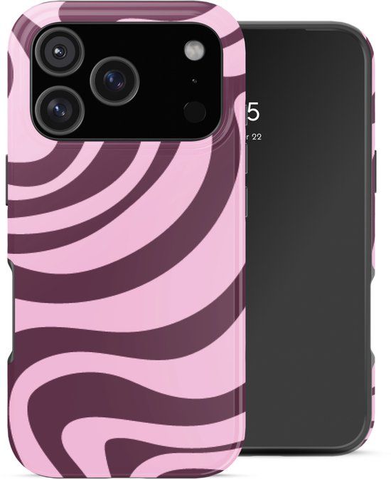 Selencia Hoesje - Geschikt voor Apple iPhone 17 Pro - Backcover - Wavy Swirl Pink Plum