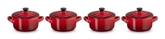 Le Creuset Aardewerken Mini Pannetjes Set - 4 Stuks - Kersenrood