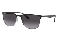 Ray-Ban RB3569 Lunettes de soleil carrées unisexe argent, métal noir lentille non polarisée grise