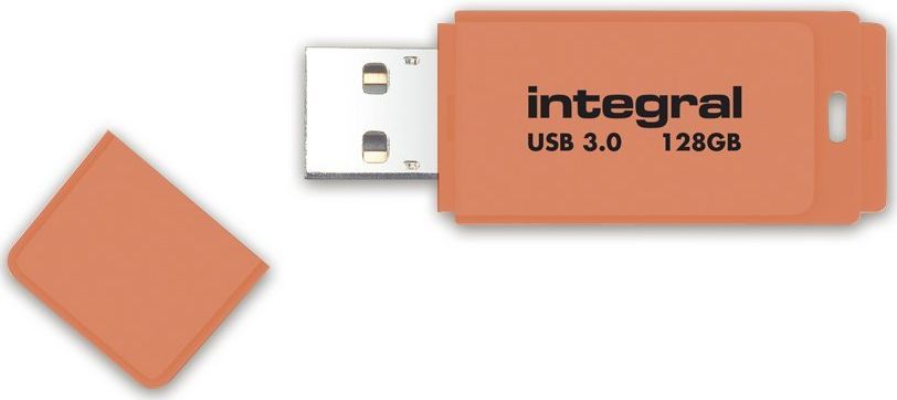 Integral INFD128GBNEONOR3.0 USB Flash Drive - 128GB, USB 3.2 Gen 1, Orange