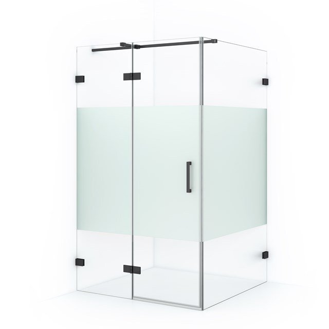 Maxaro Douchecabine Diamond 120x120cm 8mm Helder Veiligheidsglas met Matte Strook Zwart Chroom