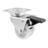 WAGNER dubbele zwenkwiel ECO - diameter 50 mm, bouwhoogte 75 mm, staal verzinkt, wit, rem, aanschroefplaat 60 x 60 mm, draagkracht 70 kg