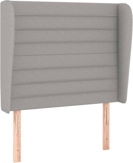 vidaXL Hoofdbord met randen 83x23x118/128 cm stof lichtgrijs