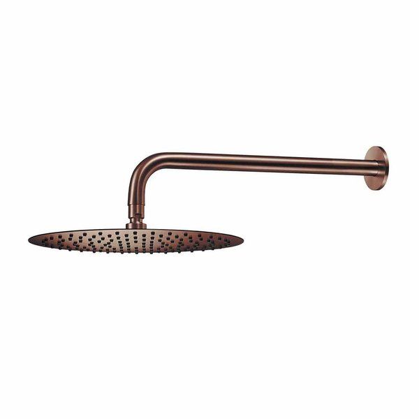 Qisani Flow 25cm ronde hoofddouche met wandarm Geborsteld Copper 25622.05