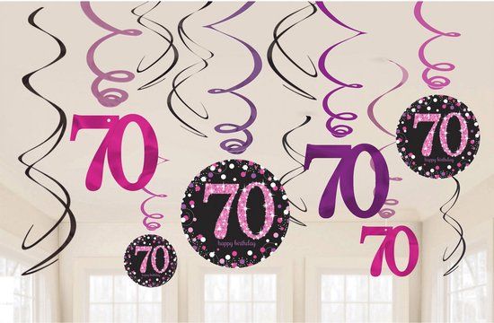 Amscan Metallic Roze Swirl Decoraties - 70 cm - Verjaardag
