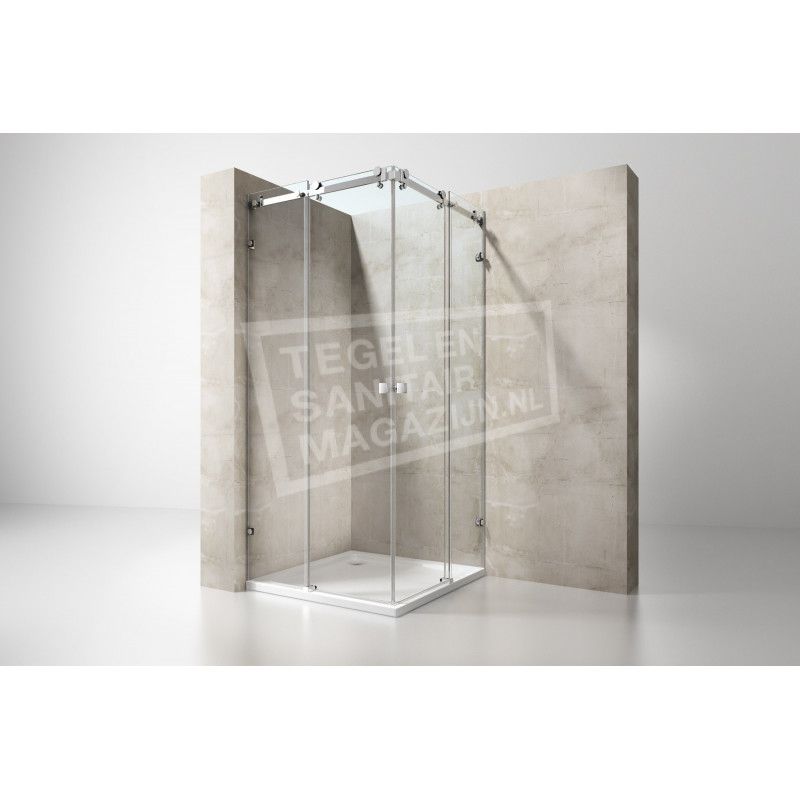 Gradara Pasa Twinroller Douchecabine - 80x80x200 cm - Vierkant - 8 mm - 2 Schuifdeuren - NANO Anti-kalkbehandeling