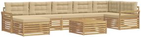 vidaXL Tuinset met 8 zitplaatsen, wit en beige