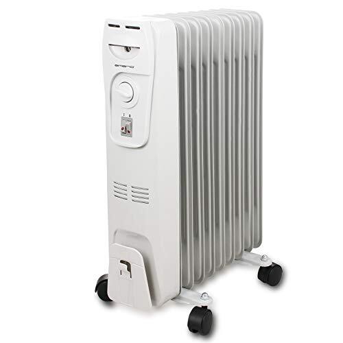 Emerio Olie-radiator, 9 elementen, 3 standen, temperatuurregelaar, thermostaat voor laag stroomverbruik, draagbaar, oververhittingsbeveiliging, kabelopwikkeling, wit, 2000 W