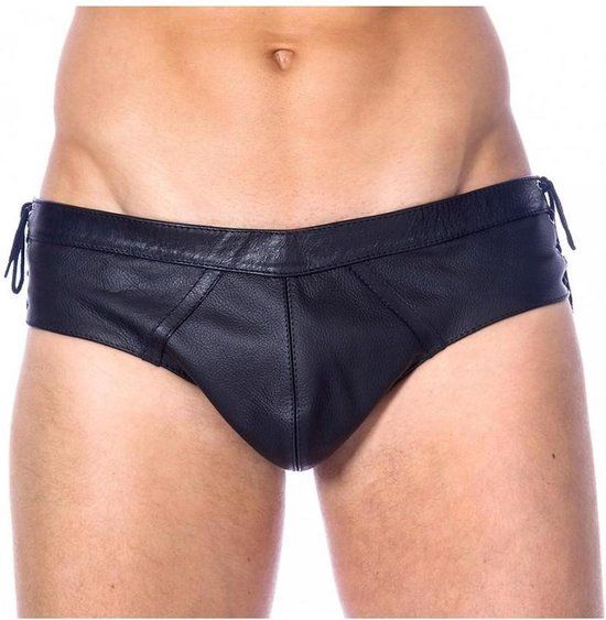 Rimba - Zwarte Lederen Gladiator Slip M/L