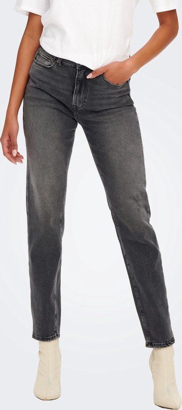 ONLY ONLEMILY Straight Fit Jeans - Dark Grey Denim - W26/L30